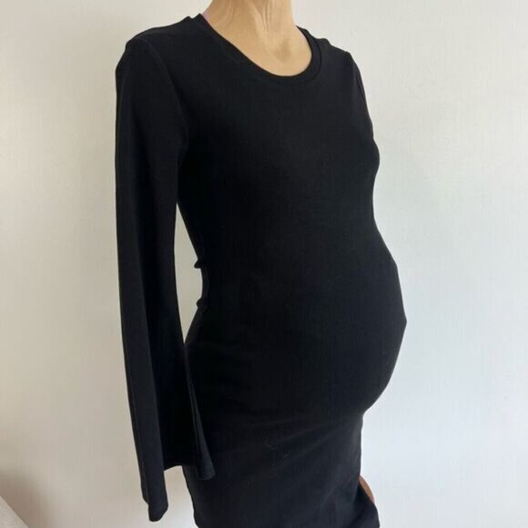 Brand New Rose Maternite Women’s XXS Black Long Bell Sleeve Dress Goth Pregnancy - Picture 13 of 14